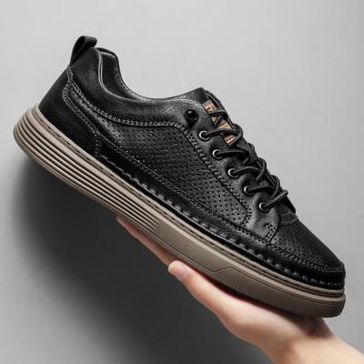 Mode Été Creux Chaussures Décontractées d'Extérieur Cuir Véritable Chaussures d'Escalade Mâle Baskets Confortables Outillage Classique Chaussures de Randonnée pour Homme