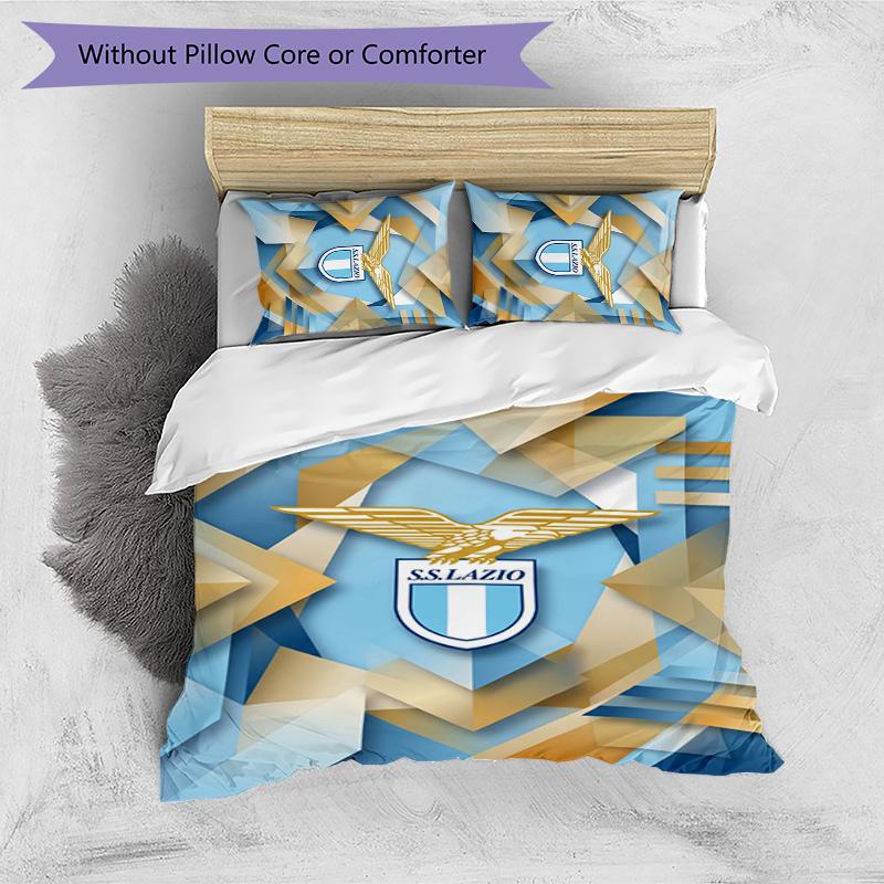Set Biancheria da Letto 3 Pezzi Stampato Lazio FC Traspirante Copripiumino con Federe Biancheria da Letto Decorativa per Camera da Letto Casa