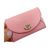 Coach Turnlock 11 Flap Short Crossgrain Leather Card Case Wallet Women Wallet Pink C2419G