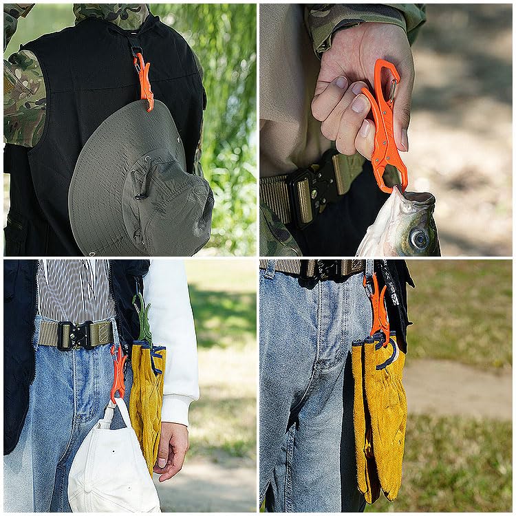 Prendre Multifunctional Outdoor Clip, Carabiner Hook, Fish Grip, Easy OpenClose, Compact and Lightweight, Portable for Camping, Fishing, Hanging, and