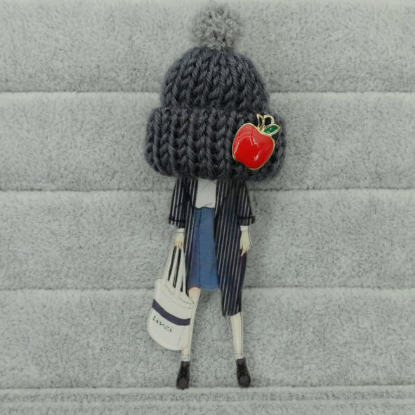 Girl Cute Brooch Wool Hat Badges Big Handmade Fashion Lovely Funny Brooches For Woman Harajuku Style Lapel Pins Lover Mom Gifts