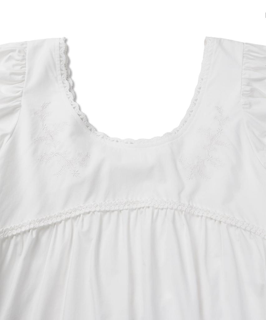 Michikoleondeonkosino Puff Sleeve Ribbon Mini Dress White