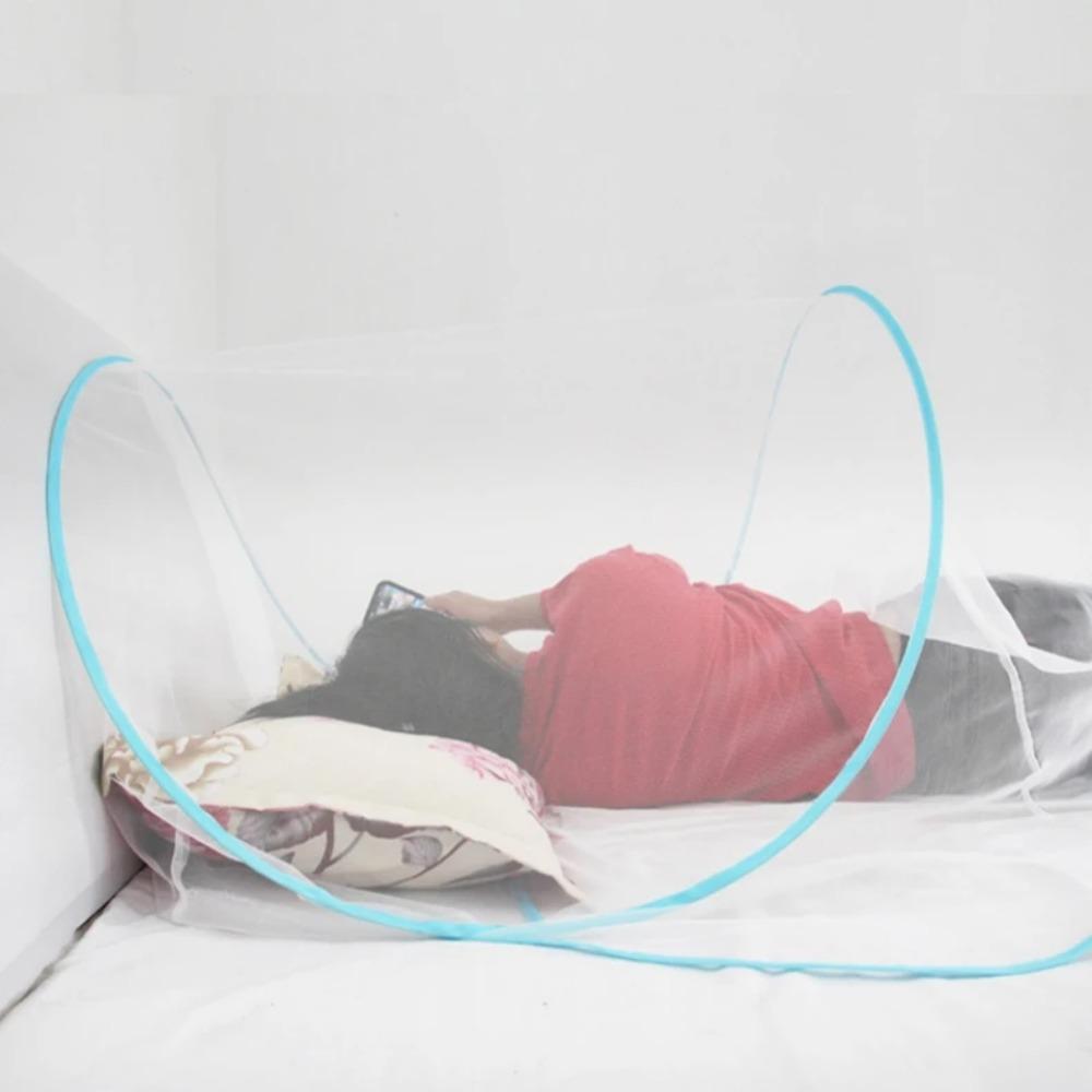 

Foldable Facial Mosquitoes Repellent Cover Mesh Light Blocking Head Tent Promotes Better Sleep синій