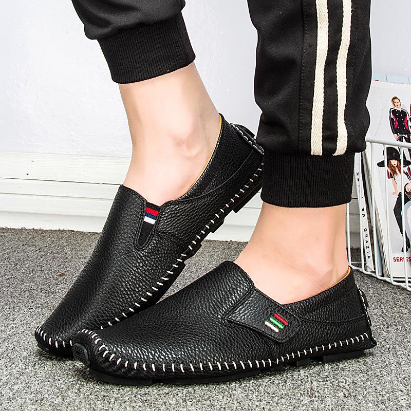 Mote Luksus Herresko Merke Kuskinn Fritidssko Håndlagde Lærsko Mokasiner Sommer Utstansede Sandaler Herre Baotou Halvtøfler