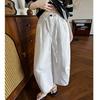 High-quality Washed Pure Cotton Overalls Women's Summer New Casual and Thin Scimitar Wide-leg Pants Design Sweatpants