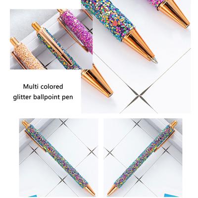 Schicker Stift für Frauen und Mädchen, glitzernder bunter Kugelschreiber, Pailletten, Journaling-Stift, Metall-Druckstift, 1,0 mm Pailletten-Stift