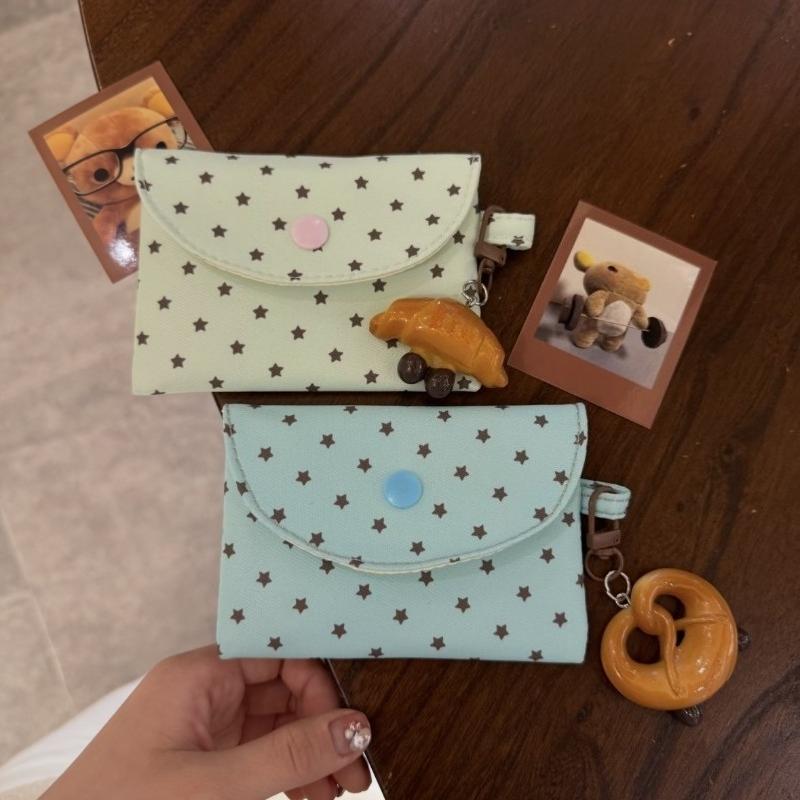 Cute Dot Star Coin Purse Mini Wallet Card Organizer Small Money Bag for Student Bus Bank ID Credit Cards Case
