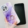 For iPhone 16 Pro Case with Kickstand IMD Marble Pattern Electroplated Phone Cover