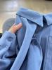 Women's Blue Cotton Shirt - Fresh, Loose, Versatile, Slimming, Petite Fit for Spring & Autumn Wear