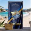 Leeds Rhinos Custom Beach Towel, Print Your Name Text Lightweight Absorbent Towel for Swimming Travel
