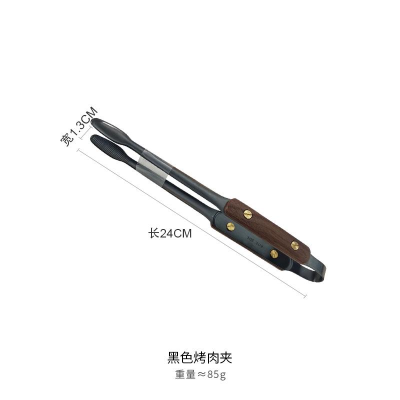 Rivet Walnut 304 Stainless Steel Barbecue Clip Non-slip Korean Tongs Anti-scalding Outdoor Camping Tool Hot Pot Food Clips