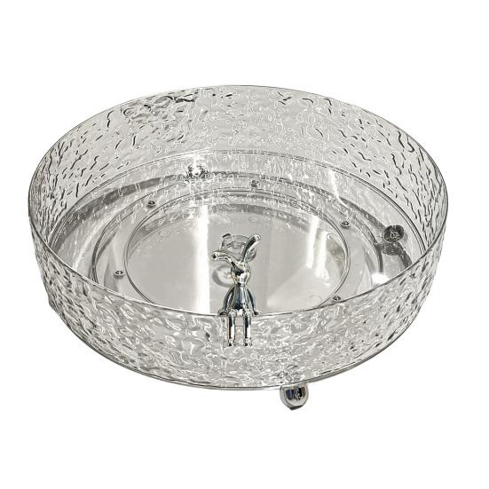 Rotating Snack Tray for Coffee Table 360-degree Spinning Fruit Nut Serving Platter Deep Edge Large Capacity Space-Saving Candy Holder