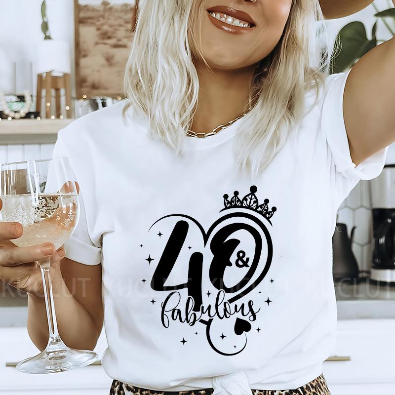 Women T-shirt 40th Fabulous Tees Ladies 40th Birthday Queen Party Shirt Fashion Graphic Tops Casual Aesthetic Female Clothing