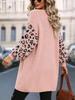 2025 Leopard Print Patchwork Knit Cardigan - Women's European/American Fashion Loose Sweater