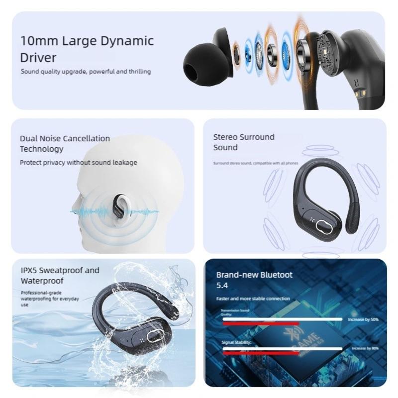 Wireless Sports Headphones IPX5 Waterproof 12H Entertainment Highdefinition Call Noise Cancelling Mic Ergonomic Design S