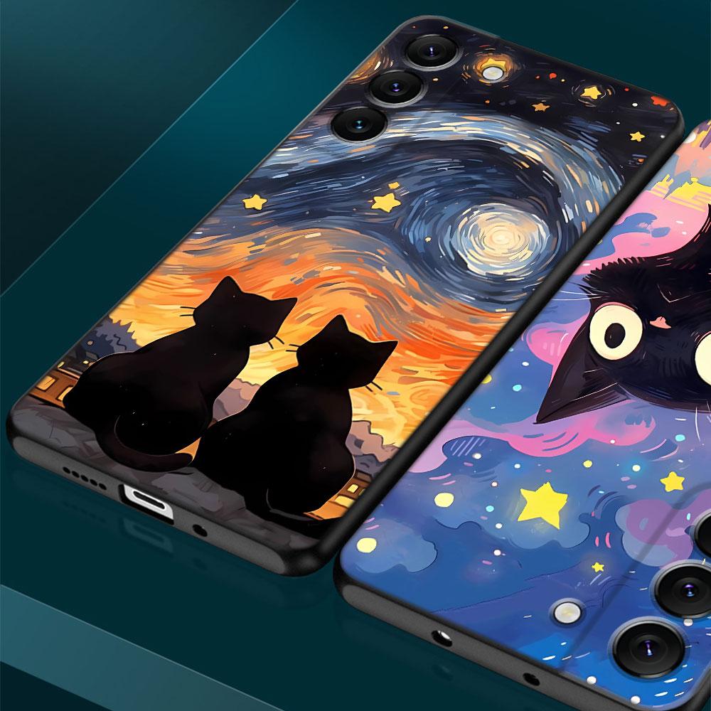 Starry Sky Cat Silicone Capa Bumper Cover Phone Case for Huawei P30 Lite P40 Lite P Smart Z P30 Pro P20 Lite P Smart 2019 P20