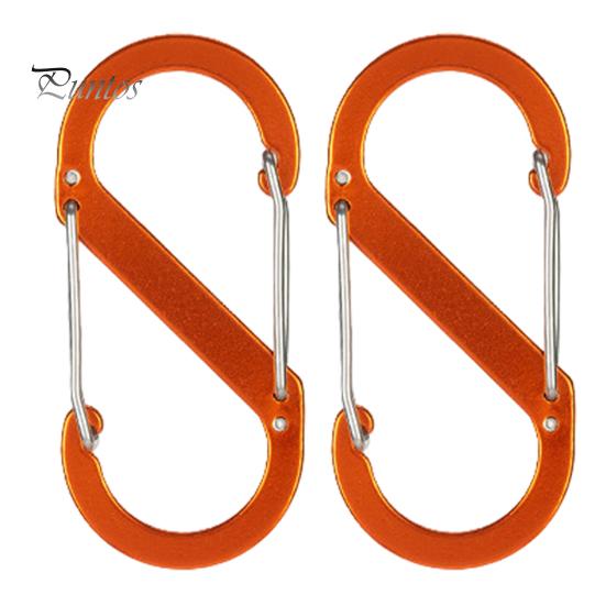

2 шт. цветной карабин, противоугонные зажимы на молнии, прочные несущие портативные зажимы для ключей на открытом воздухе, для кемпинга, S-образные карабины S оранжевый