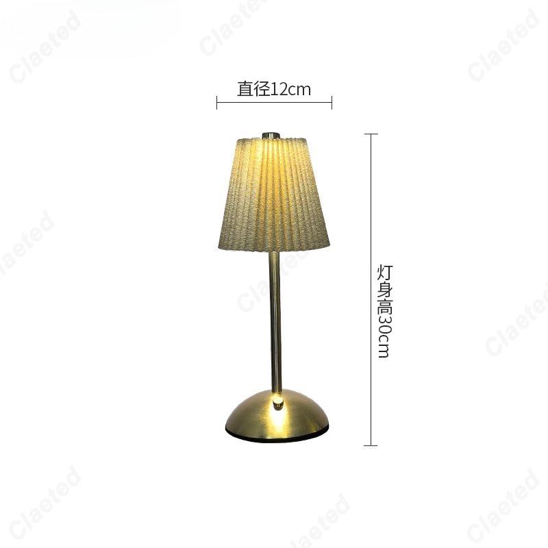 Creative LED Pleated Fabric Lampshade Bedroom Bedside Lamp USB Charging Model Touch Night Light Living Room Small Table Lamp