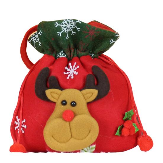 Christmas Gift Bags 3D Snowman Santa Elk Doll Reusable Xmas Burlap Sacks with Handle for Christmas Party Favors Holiday Presents Wrapping