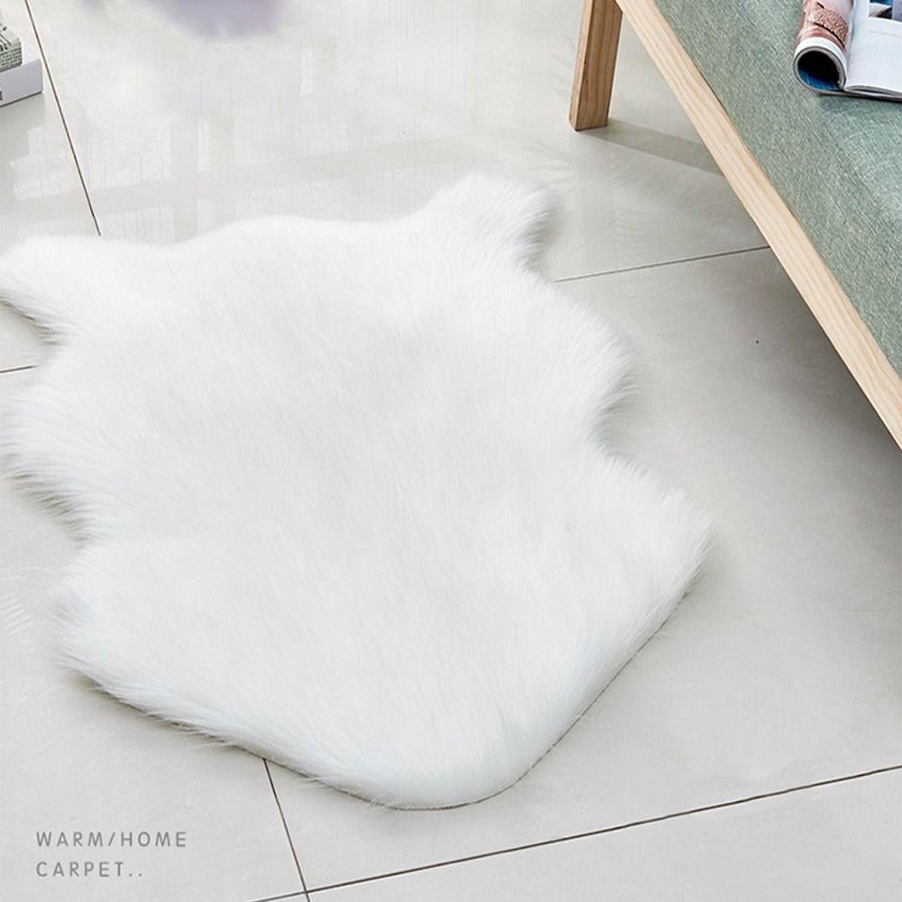 Soft Imitation Wool Bedside Rug Fluffy Shaggy Floor Protection Long Plush Rug Washable Home Decor Bedroom Carpet Bedroom