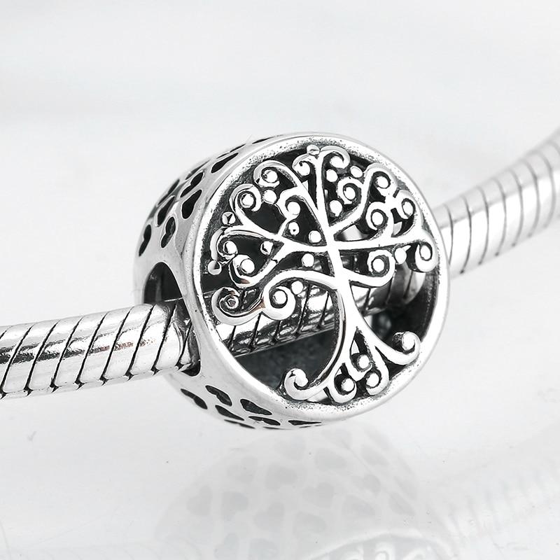 Perles fines en argent sterling 925 de forme ronde La famille est là où l'amour grandit Perles fines à faire soi-même adaptées aux bracelets à breloques originaux Fabrication de bijoux