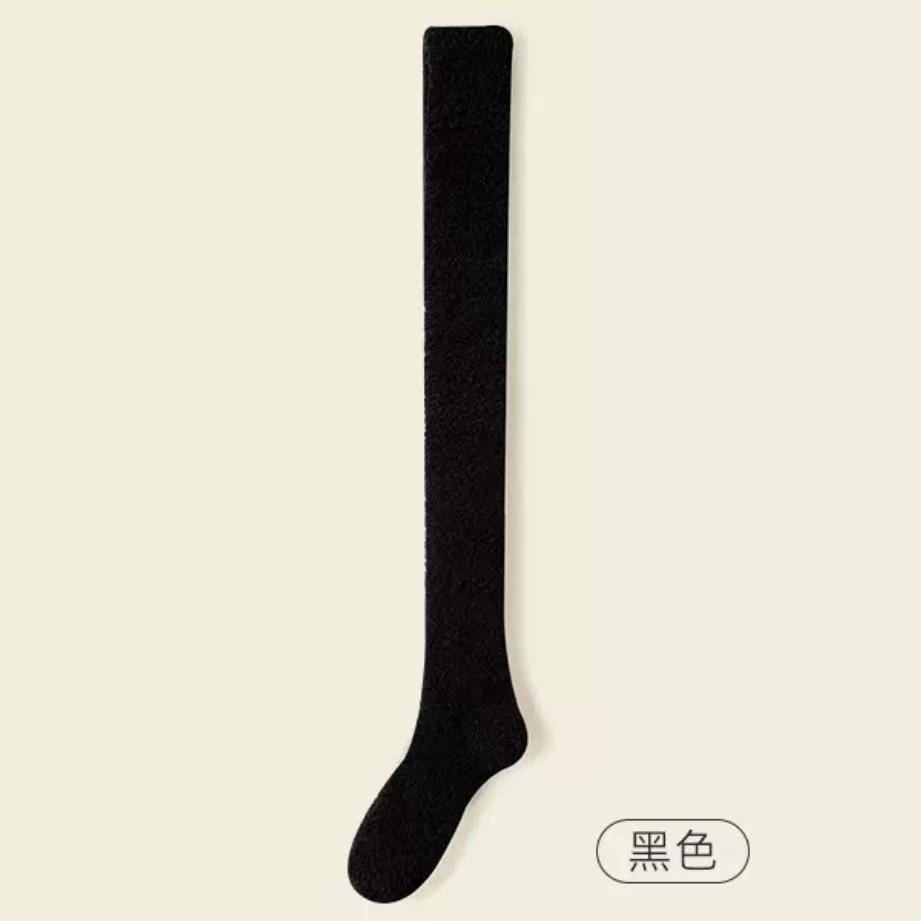 

Зимние теплые носки выше колена из кораллового флиса для женщин, плюшевые носки для сна дома, длинные носки Jk Solid Soft Thigh High Fun Sock 35-40