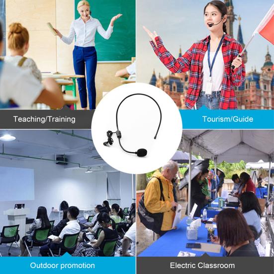 Mini Wired Headworn Sound Noise Reduction Microphone Clear Compatible with Most Amplifiers Portable