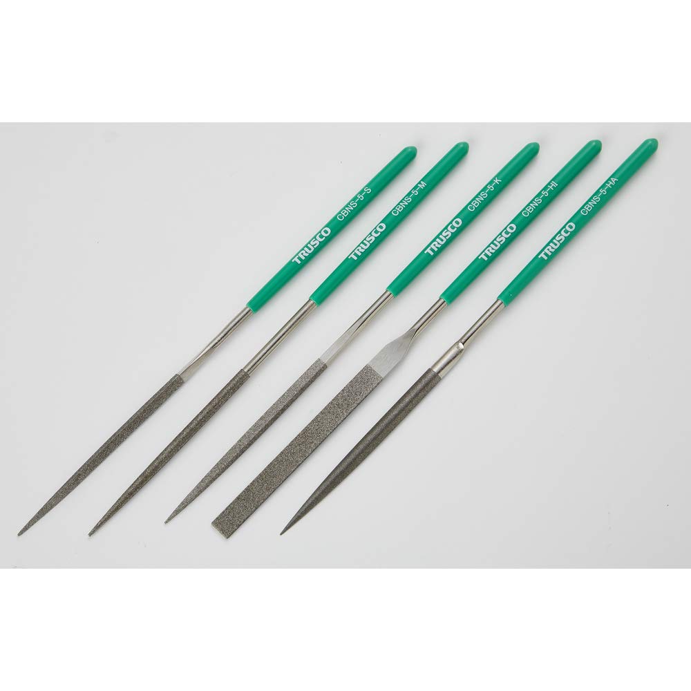 TRUSCO CBN Half Files, Precision, 5-Piece Set, Round, CBNS-5-HA