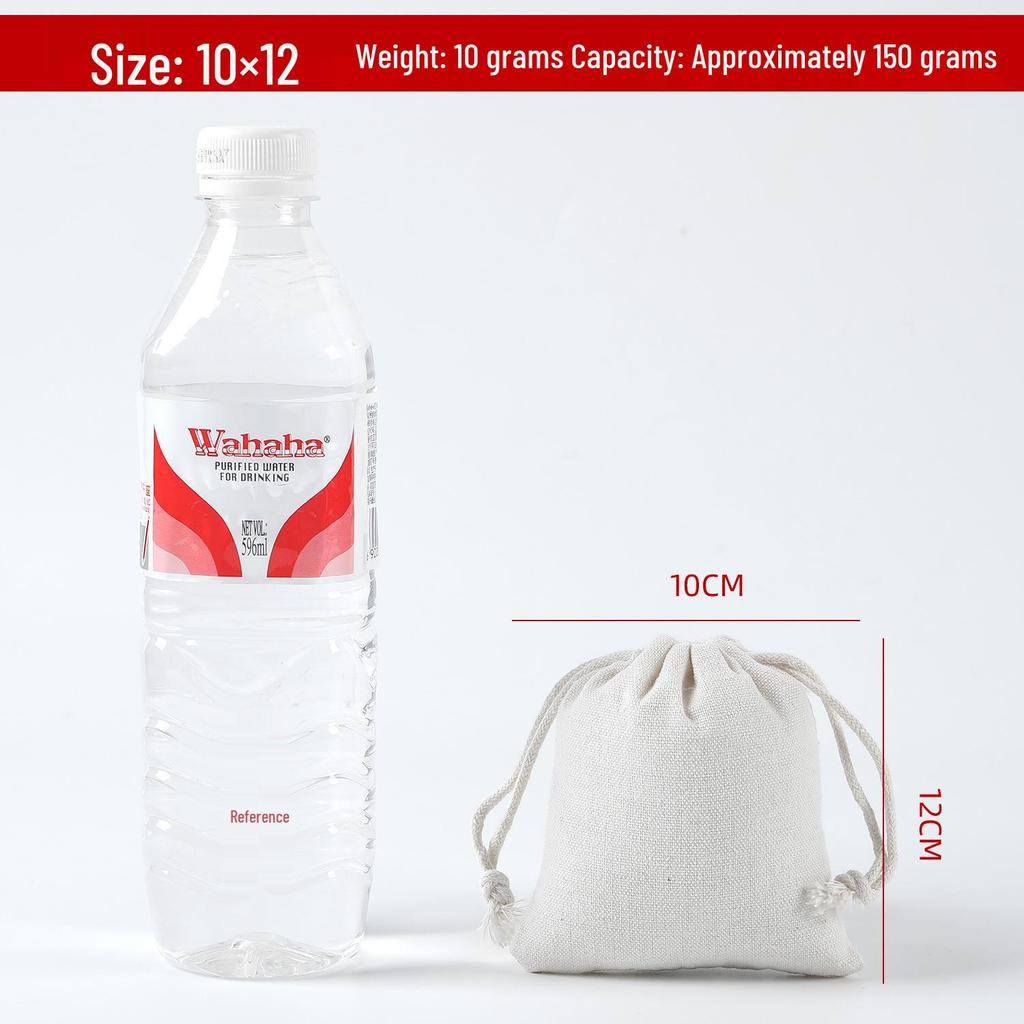 Cotton Linen Drawstring Canvas Bag, Single Layer Breathable Storage for Sundries