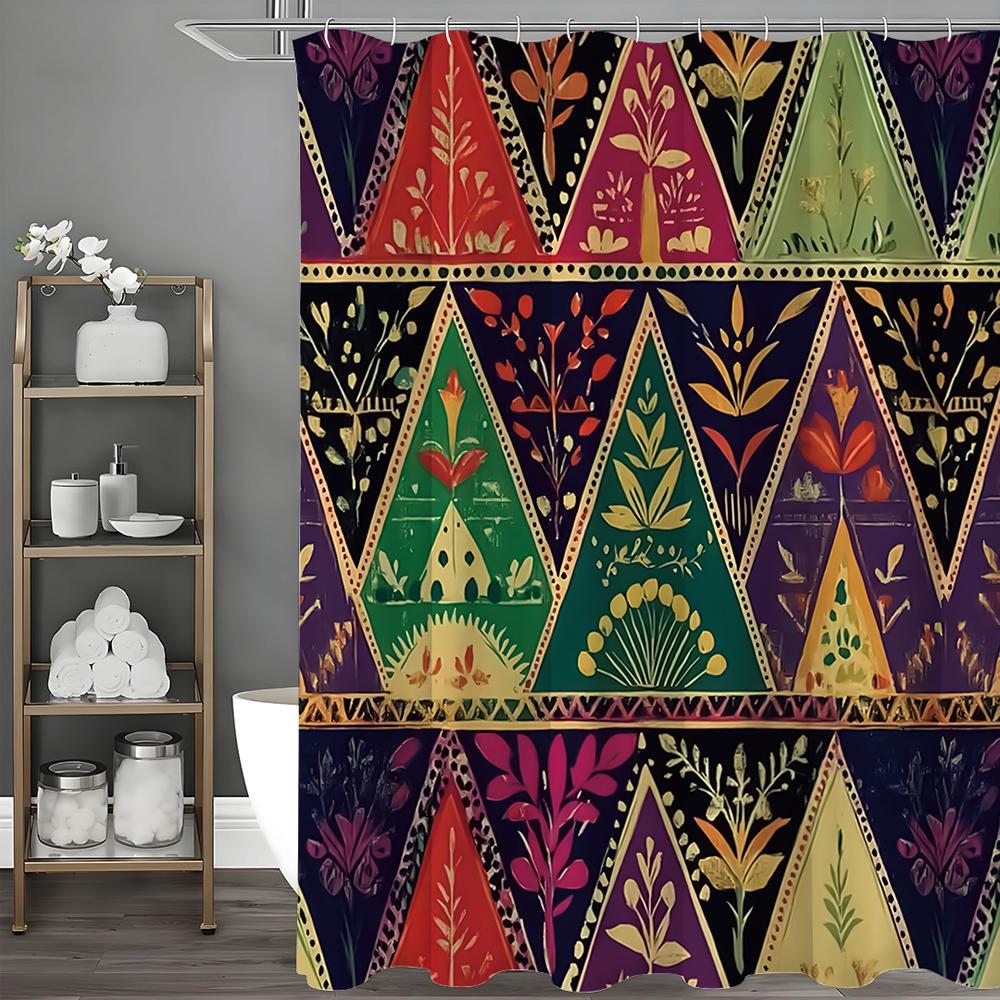 

Цветочная шторка для душа с треугольным узором, Декоративная шторка для душа для ванной, Водонепроницаемая шторка для душа с крючками 90*180cm