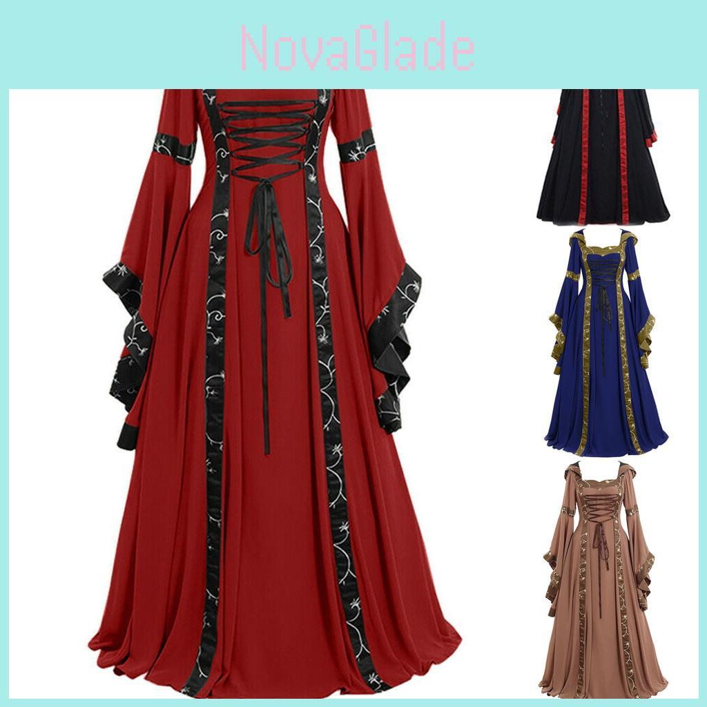 Renaissance Halloween Women's Medieval Dress For Gothic Cosplay Carnival Party
