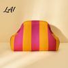 Portable Toiletry Bag Woven Striped Clutch Purse for Woman Large Capacity Cosmetic Pouch Knit Dumpling Bag Kiss Lock Handbag Evening Party Storage