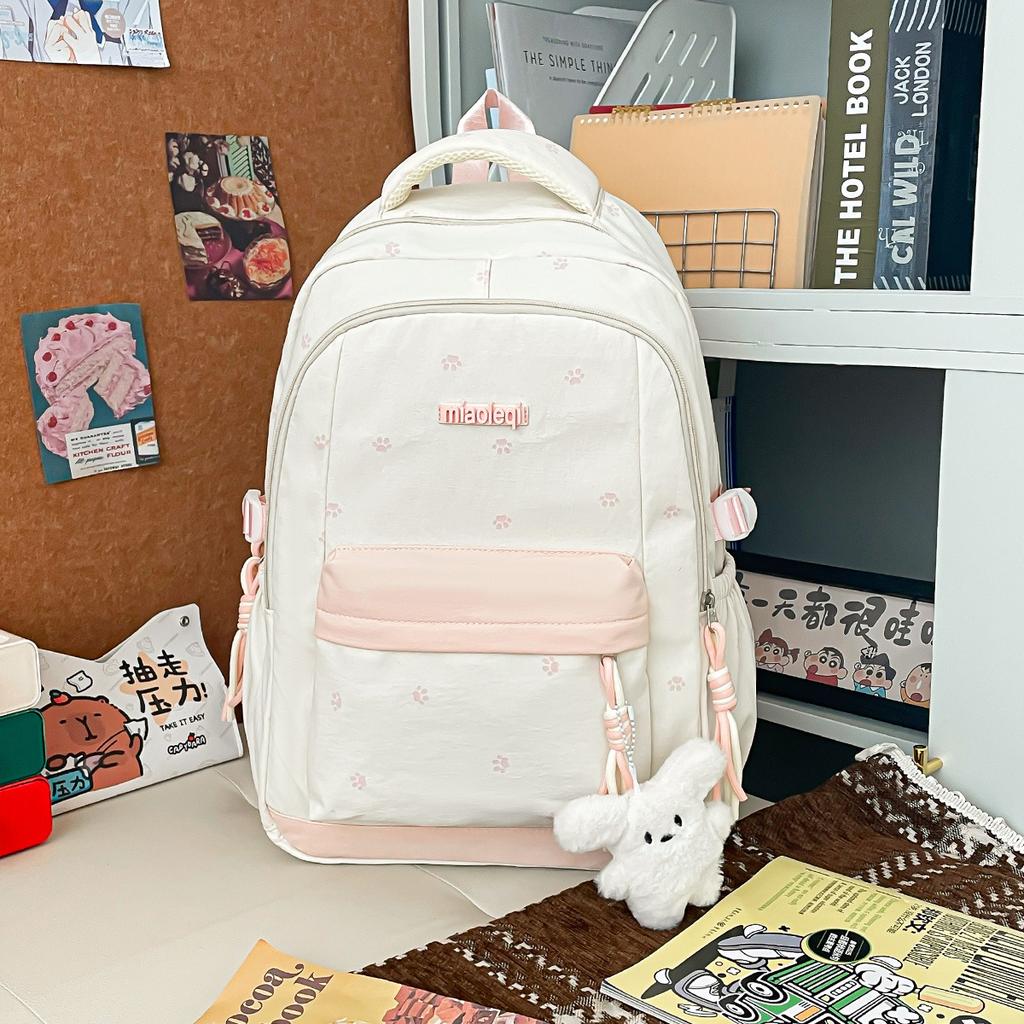 Schoolbag multi-compartment Korean college style backpack female junior high school student schoolbag niche design sense backpack burden reduction