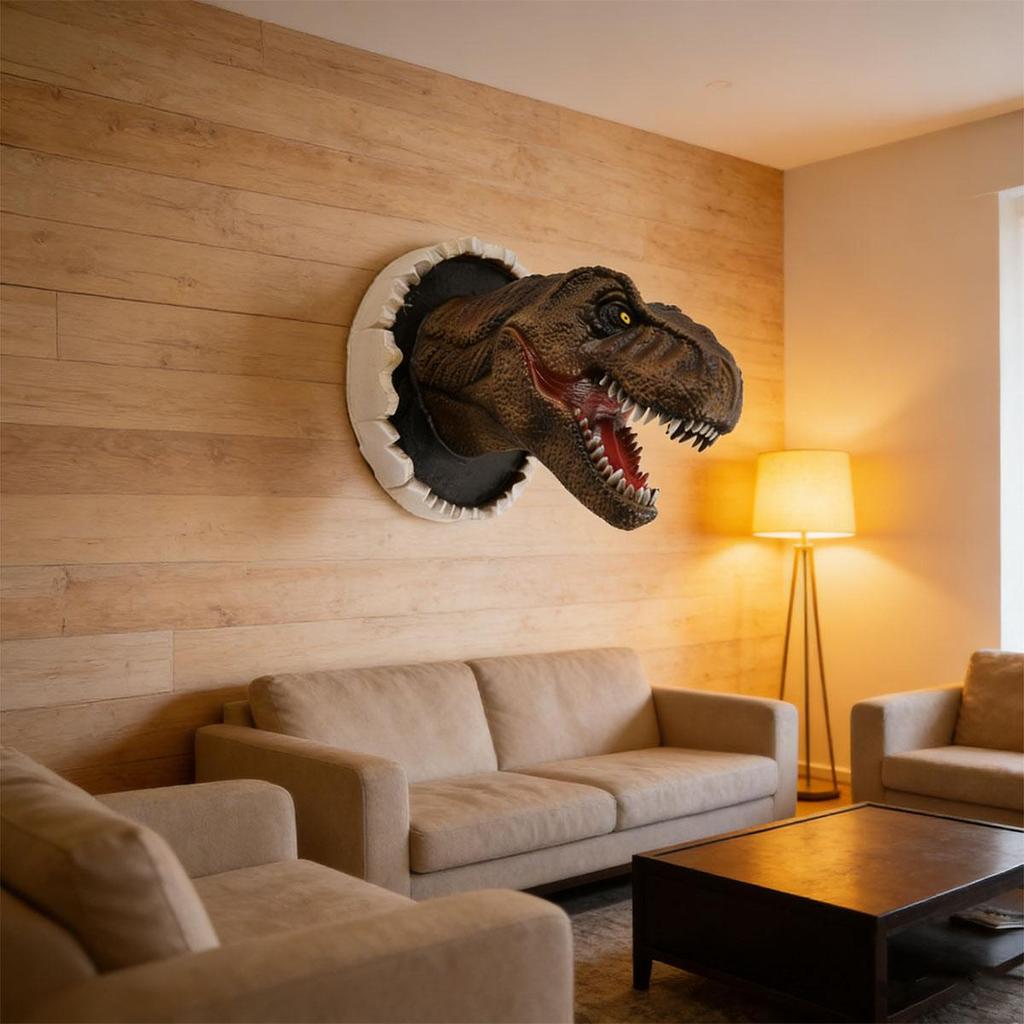 Dinosaur Head Wall Decoration Sculpture, Home Wall Art Decoration for Themed Parties, Living Rooms, Bedrooms, Corridors Sculptures, Holiday Gifts