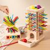 Children'S Wooden Three-In-One Stick Game Baby Early Education Wooden Stick Color Classification Pitching Puzzle Toy