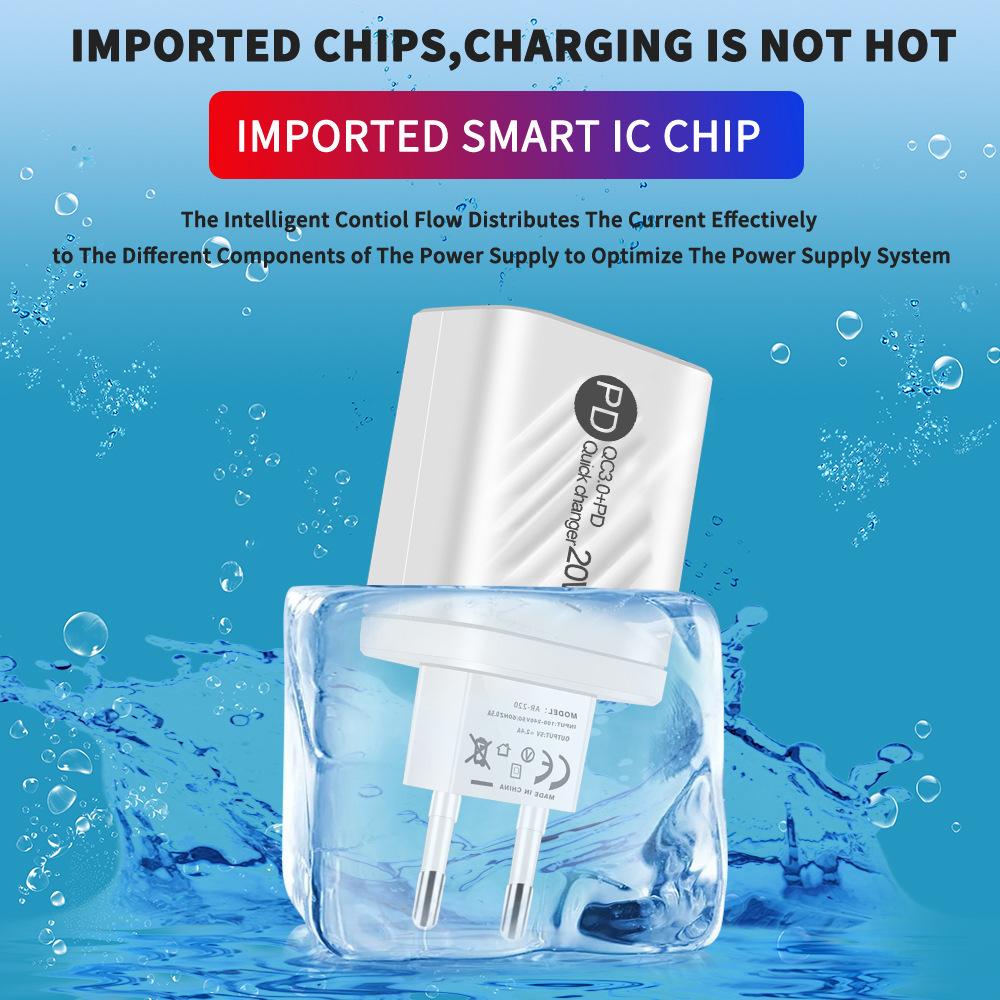 Chargeur USB PD 20W, Charge rapide, Type C, affichage numérique, adaptateur de Charge de téléphone, pour iPhone, Samsung, Xiaomi, Huawei, chargeur mural
