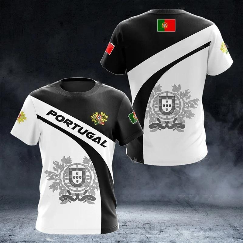 3D Portugal National Emblem Graphic T Shirt for Men Clothing Casual Unisex Short Sleeved Tee Shirts Streetwear Y2k Tops T-shirt