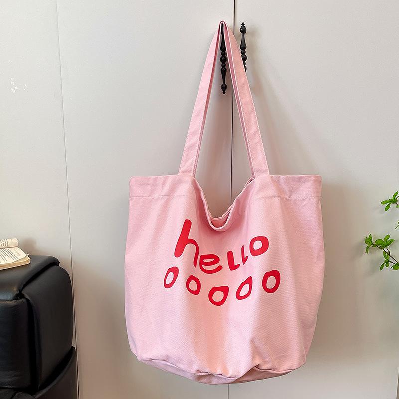 Korean version of casual canvas tote bag ins fashion letter printing handbag Internet celebrity literary nylon shoulder women's bag