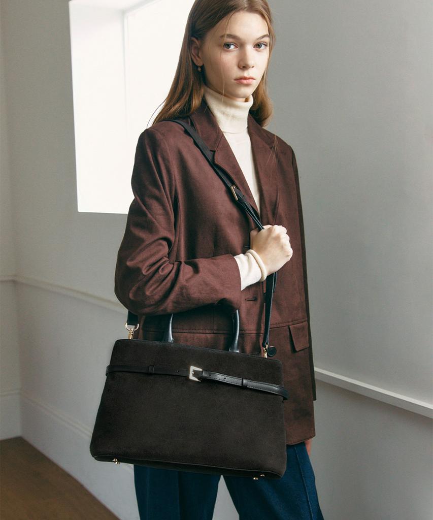 Clave Luna Suede Dark Brown Tote Bag