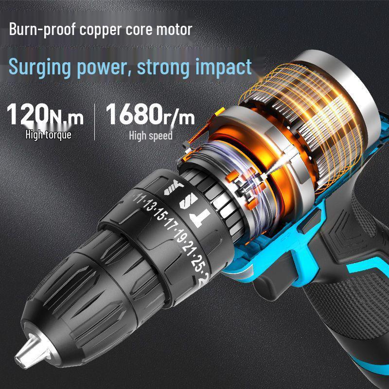 Rechargeable Multi-Function Electric Hand Drill with Impact and Screwdriver Features