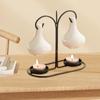 Double Ceramics Pot Hanging Essential Oil Burners Metal Tealight Holder Rack for Bedroom and Living Room Table Decors