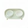 Double Ceramic Cat Bowls Neck Friendly Raised Pet Bowl AntiSlip Elevated for Cats,