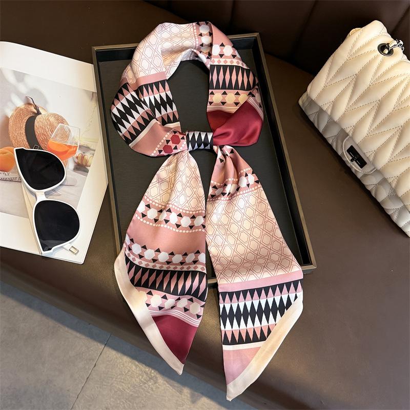 New Long Neckerchief Skinny Hair Bands Women Silk Scarfs Fashion Headbands Bag Scarves Print Hairband Neck Scarf For Ladies