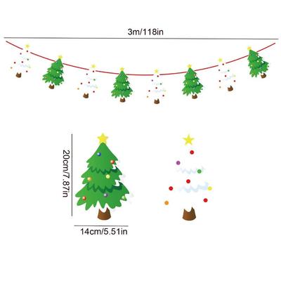 Santa Claus/Snowman/Xmas Tree Santa Claus Pulling Flag Paper Hanging Christmas Paper Flag Banners Decorative 3M