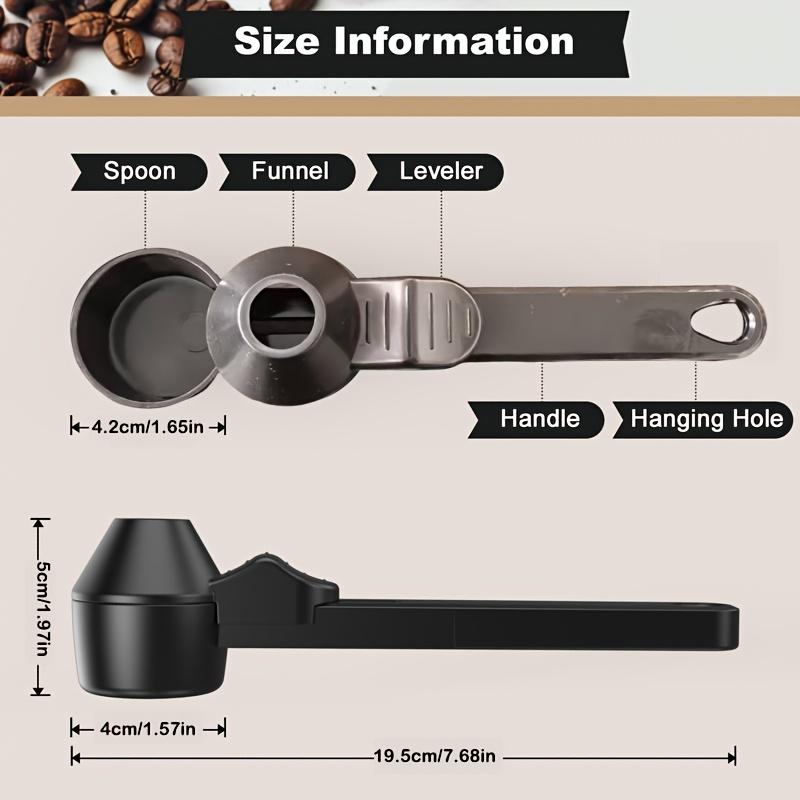 Coffee Scoop & Funnel Protein Powder Measuring Spoon Sliding Holder for Reusable K-Cup Refillable Ground Coffee Pod Kitchen Tool