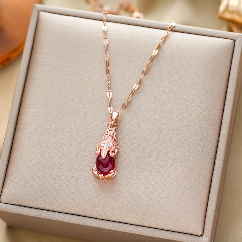 Titanium Steel Necklace For Women Elegant Simple Fashion Zircon Collarbone Chain Light Luxury Niche Jewelry