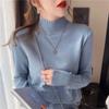 Women's Loose Knit Soft Wool Sweater, Half-High Collar, Autumn/Winter 2023 Style