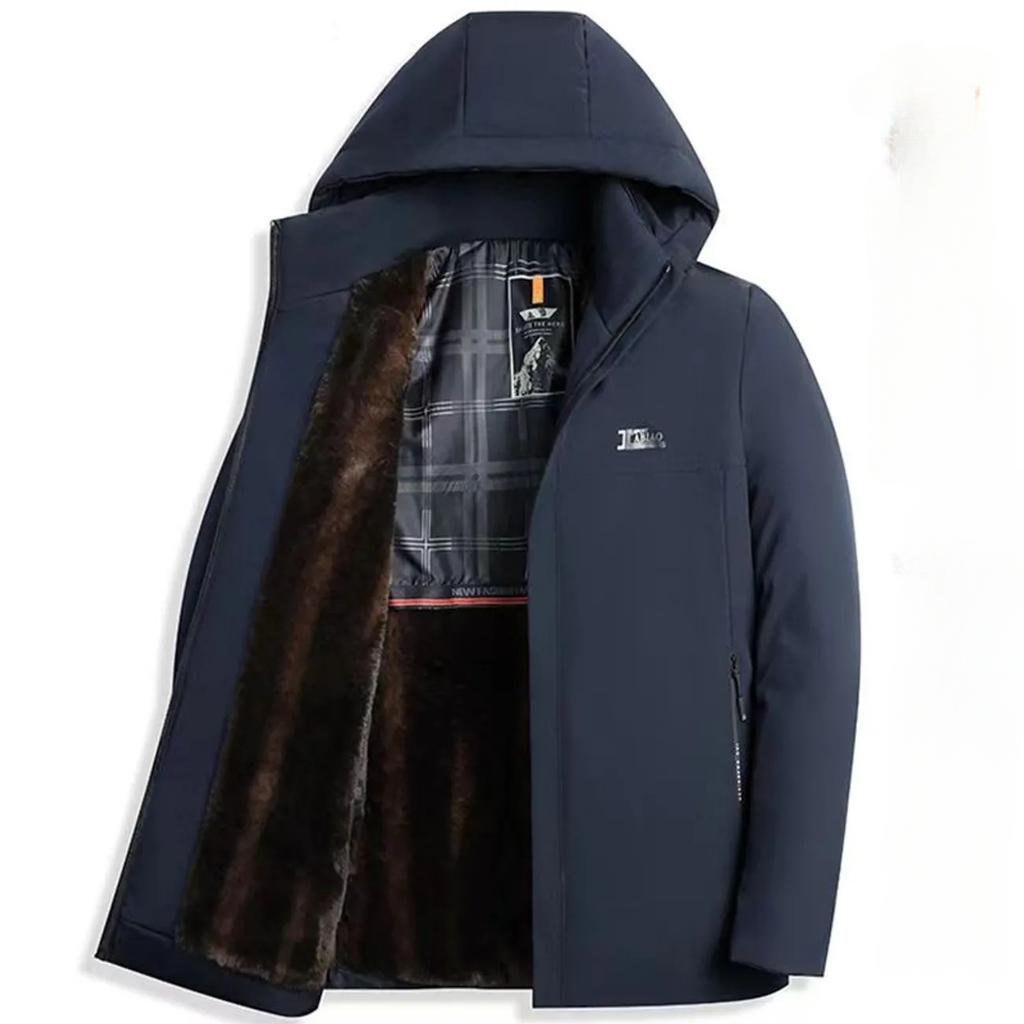 Autumn and Winter Plus Velvet Thickened Winter Jacket Men's Cotton-padded Jacket Detachable Hat Cold Padded Jacket