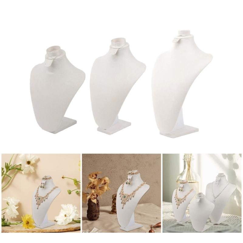 Sturdy Lint Covered Necklace Bust Portable Jewelry Organization Home Accessory Necklace Display Rack Decoration