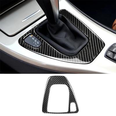 Carbon Fiber Car Interior Transmission Shift Gear Panel Cover Decorative Stickers For BMW E90 E92 E93 3 Series